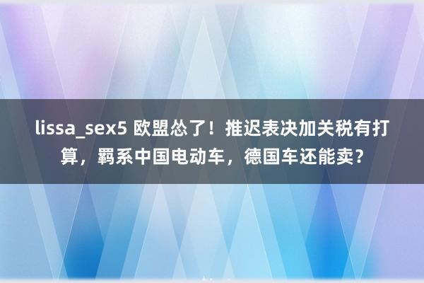 lissa_sex5 欧盟怂了！推迟表决加关税有打算，羁系中国电动车，德国车还能卖？