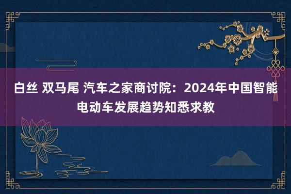 白丝 双马尾 汽车之家商讨院：2024年中国智能电动车发展趋势知悉求教