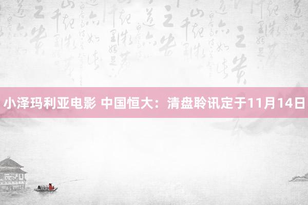 小泽玛利亚电影 中国恒大：清盘聆讯定于11月14日