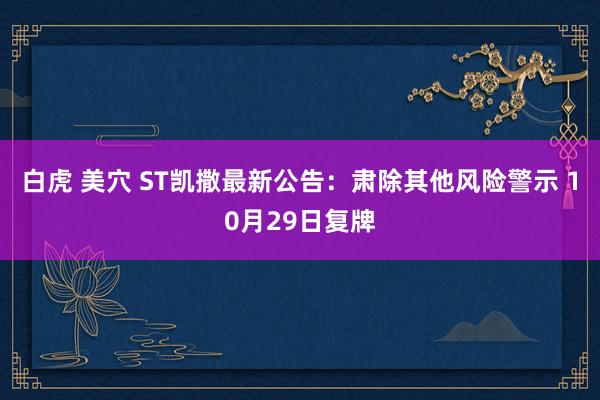 白虎 美穴 ST凯撒最新公告：肃除其他风险警示 10月29日复牌