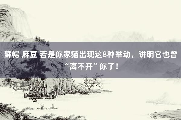 蘇暢 麻豆 若是你家猫出现这8种举动，讲明它也曾“离不开”你了！