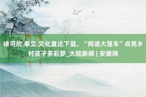 徐可欣 拳交 文化直达下层，“阅读大篷车”点亮乡村孩子多彩梦_大皖新闻 | 安徽网