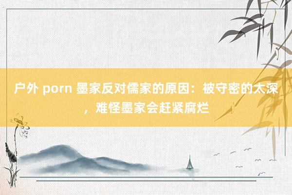 户外 porn 墨家反对儒家的原因：被守密的太深，难怪墨家会