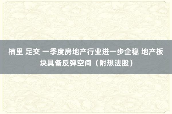 楠里 足交 一季度房地产行业进一步企稳 地产板块具备反弹空间（附想法股）