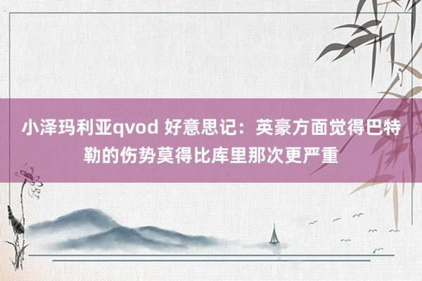 小泽玛利亚qvod 好意思记：英豪方面觉得巴特勒的伤势莫得比