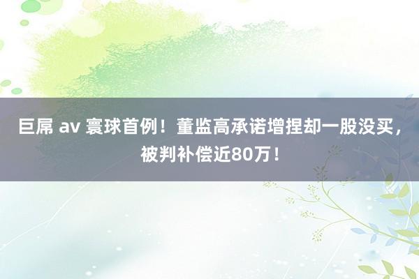 巨屌 av 寰球首例！董监高承诺增捏却一股没买，被判补偿近8